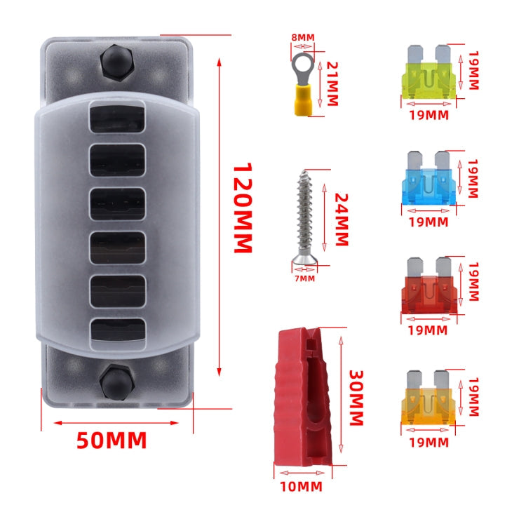 CP-4041 Vertical 6 Way Fuse Block with Fuses and Terminals