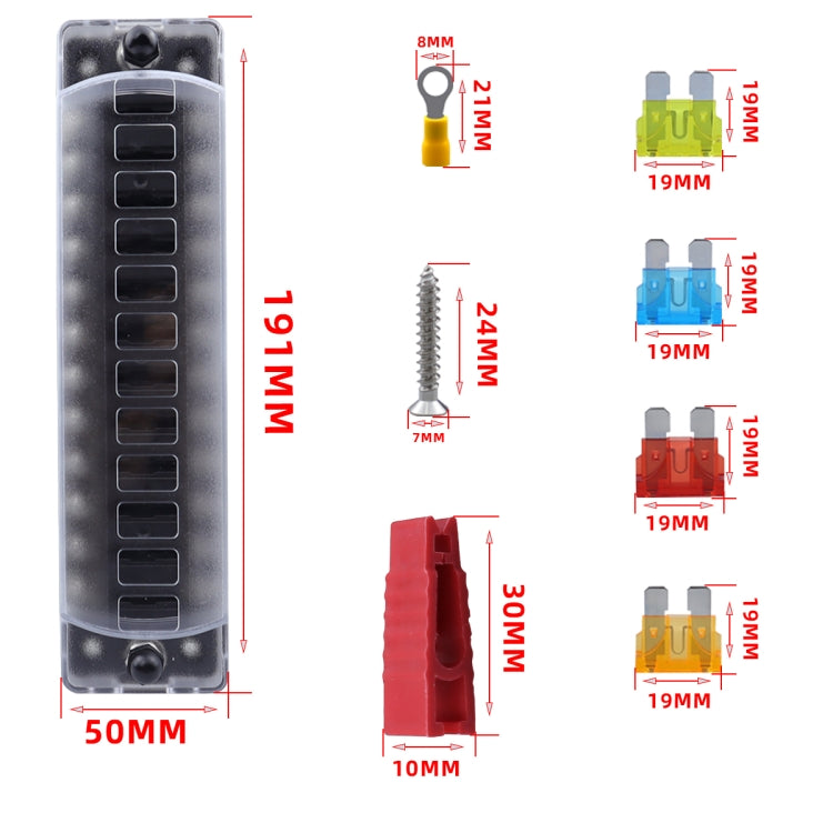 CP-4042 Vertical 12 Way Fuse Block with 12pcs Fuses and 12pcs Terminals