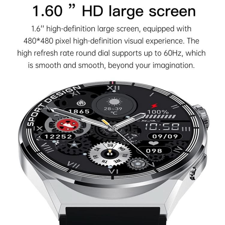 HDT MAX 1.60 inch Black Dial Leather Band IP68 Waterproof Smart Watch Support Bluetooth Call