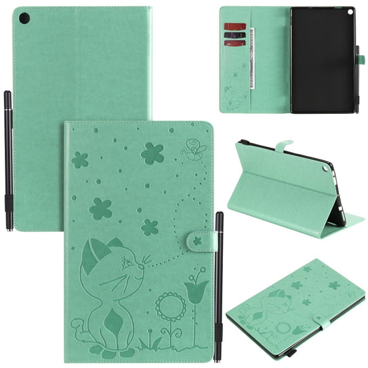 Cat Bee Embossing Pattern Shockproof Table PC Protective Horizontal Flip Leather Case with Card Slots & Wallet & Pen Slot & Sleep / Wake-up Function