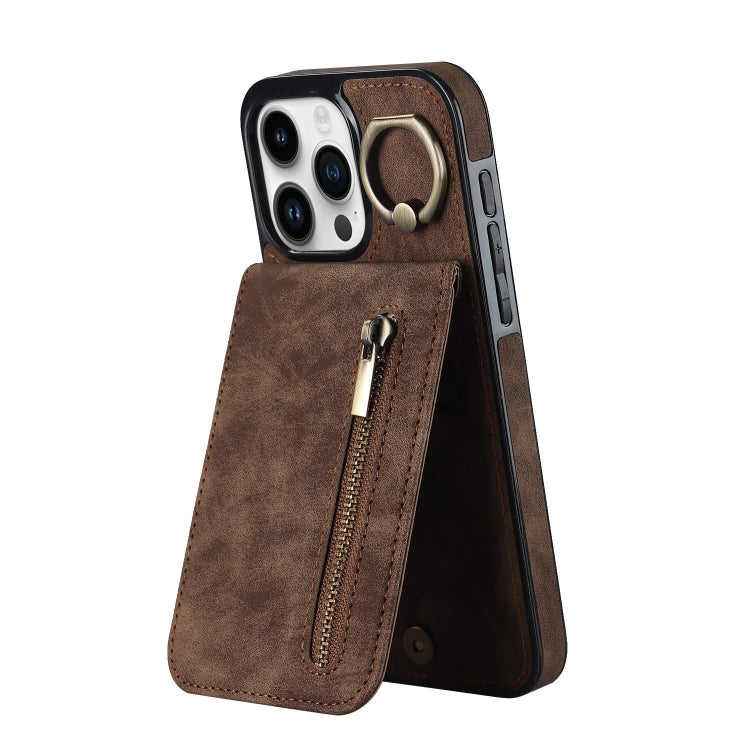 Retro Ring and Zipper RFID Card Slot Phone Case, Series 2