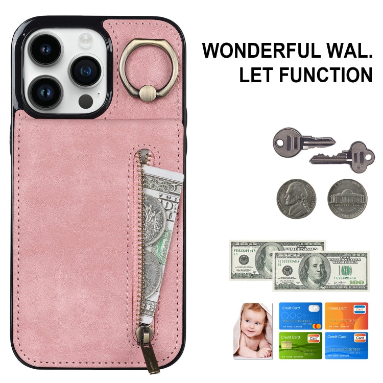 Retro Ring and Zipper RFID Card Slot Phone Case, Series 1