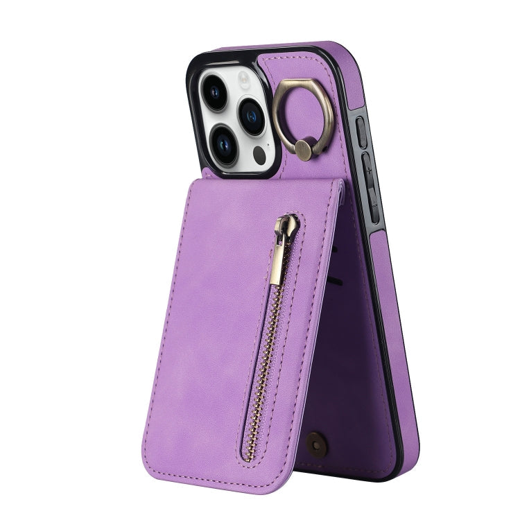 Retro Ring and Zipper RFID Card Slot Phone Case, Series 1