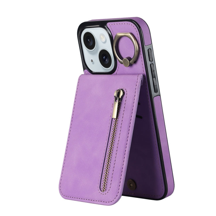 Retro Ring and Zipper RFID Card Slot Phone Case, Series 1