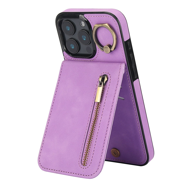 Retro Ring and Zipper RFID Card Slot Phone Case, Series 2