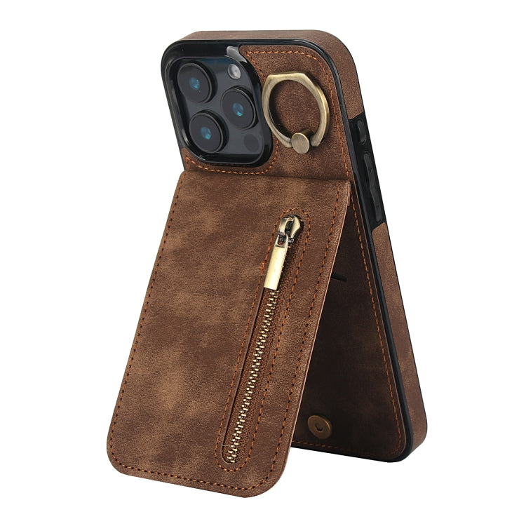 Retro Ring and Zipper RFID Card Slot Phone Case, Series 2