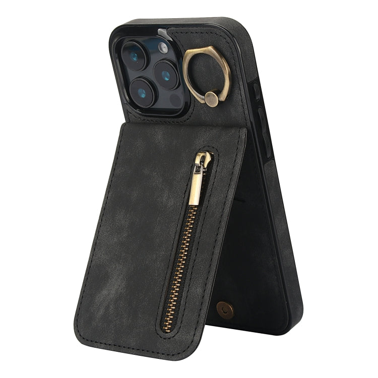 Retro Ring and Zipper RFID Card Slot Phone Case, Series 1