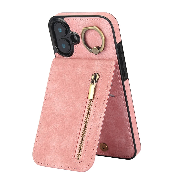 Retro Ring and Zipper RFID Card Slot Phone Case, Series 1