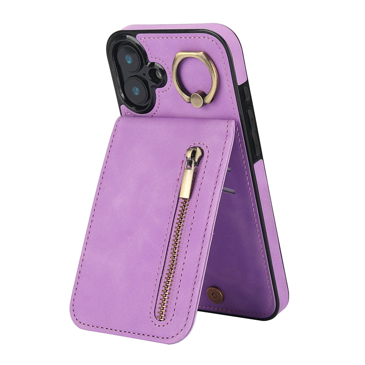 Retro Ring and Zipper RFID Card Slot Phone Case, Series 1