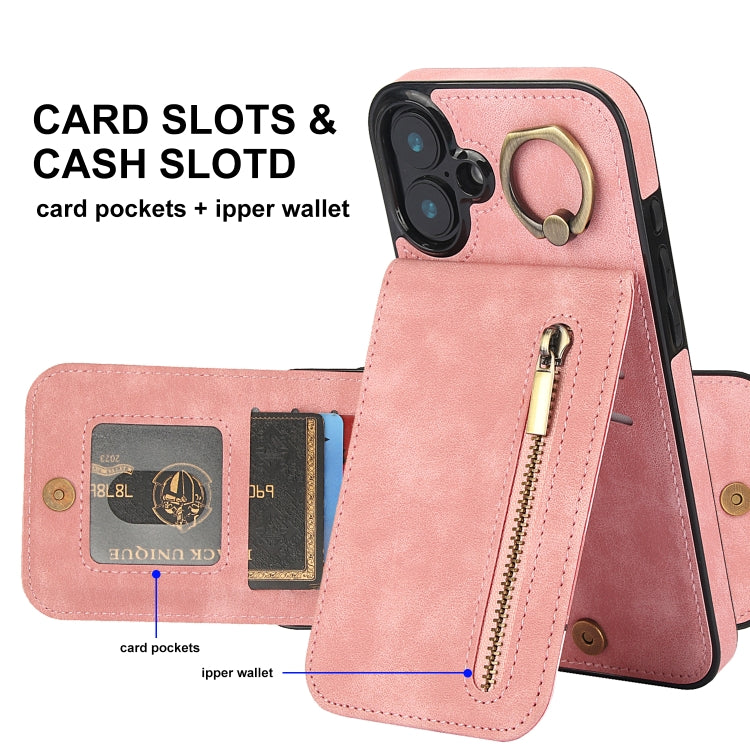 Retro Ring and Zipper RFID Card Slot Phone Case, Series 2