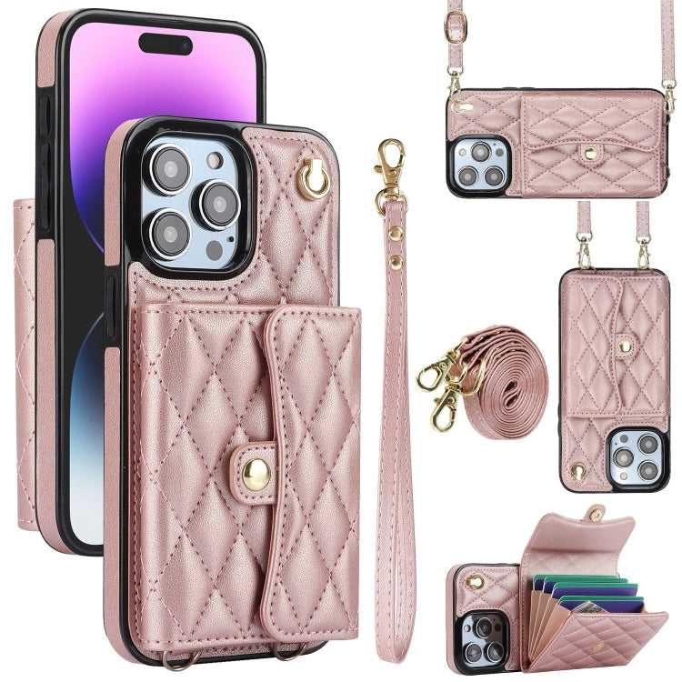 Crossbody Rhombic Horizontal Wallet Leather Phone Case, Series 2