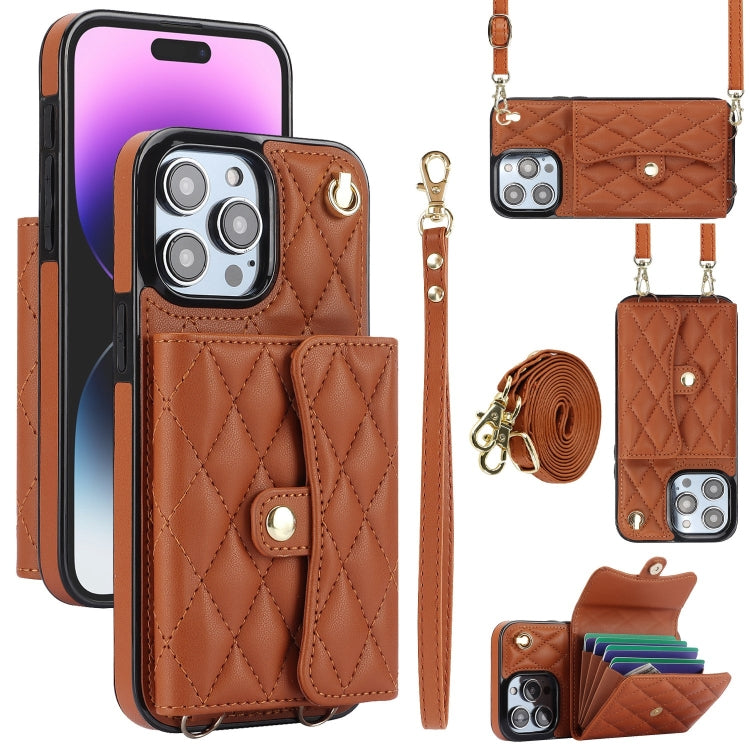 Crossbody Rhombic Horizontal Wallet Leather Phone Case, Series 2