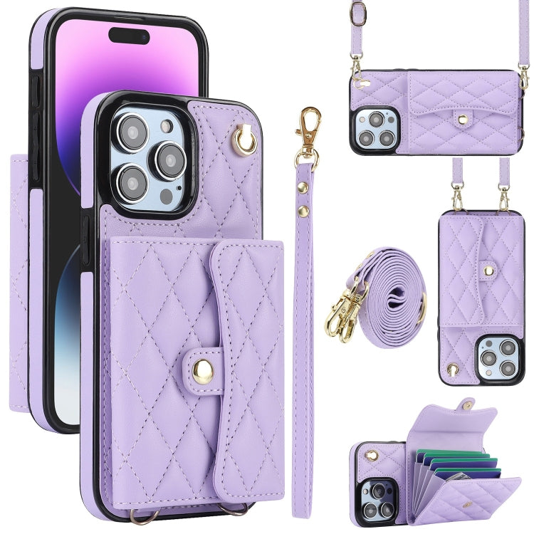 Crossbody Rhombic Horizontal Wallet Leather Phone Case, Series 4