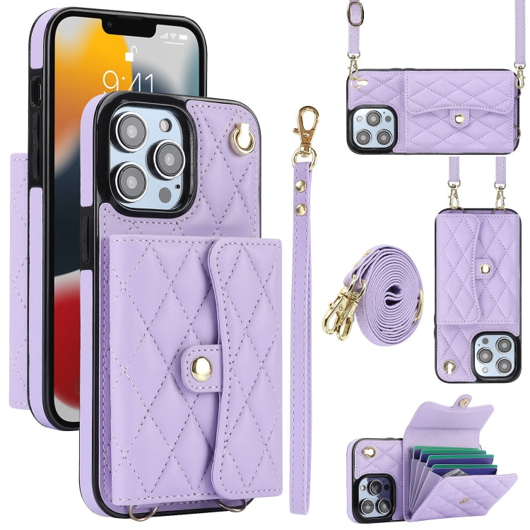 Crossbody Rhombic Horizontal Wallet Leather Phone Case, Series 2