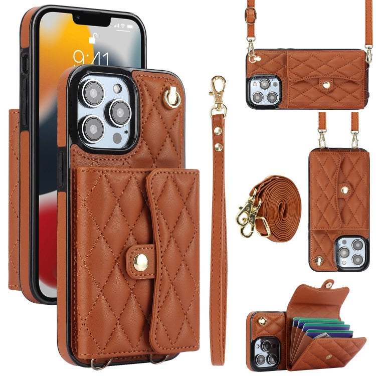 Crossbody Rhombic Horizontal Wallet Leather Phone Case, Series 2