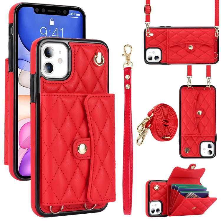 Crossbody Rhombic Horizontal Wallet Leather Phone Case, Series 1