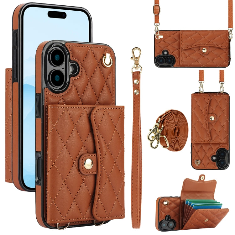 Crossbody Rhombic Horizontal Wallet Leather Phone Case, Series 1