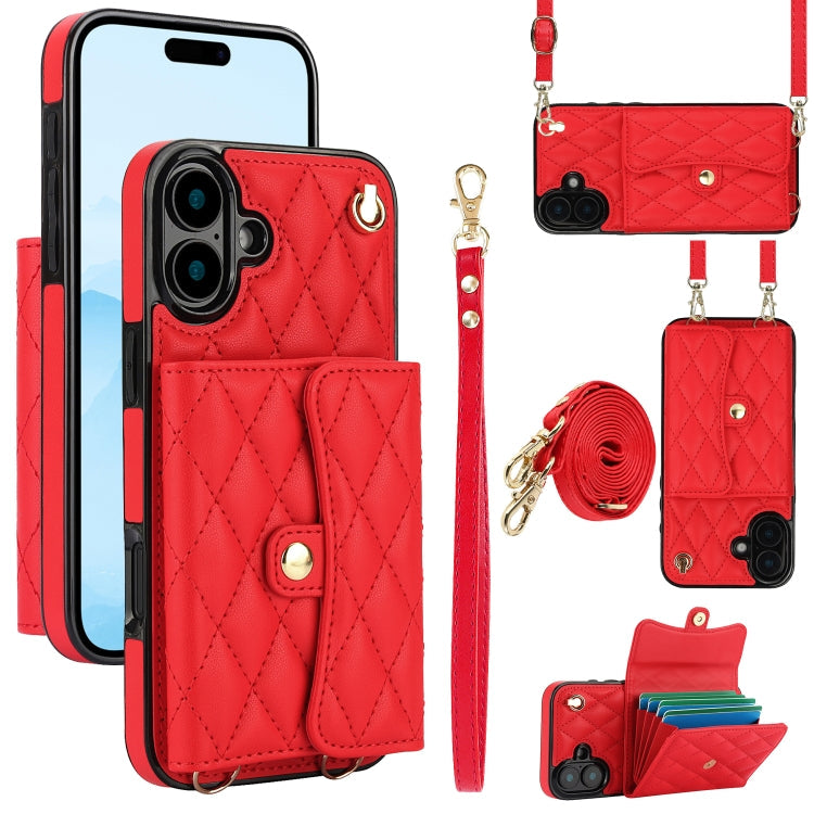 Crossbody Rhombic Horizontal Wallet Leather Phone Case, Series 4