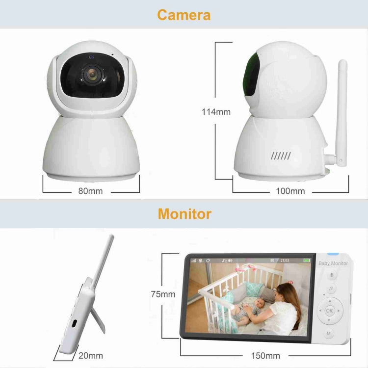 ABM700 5 inch Wireless Video Night Vision Baby Monitor Security Camera