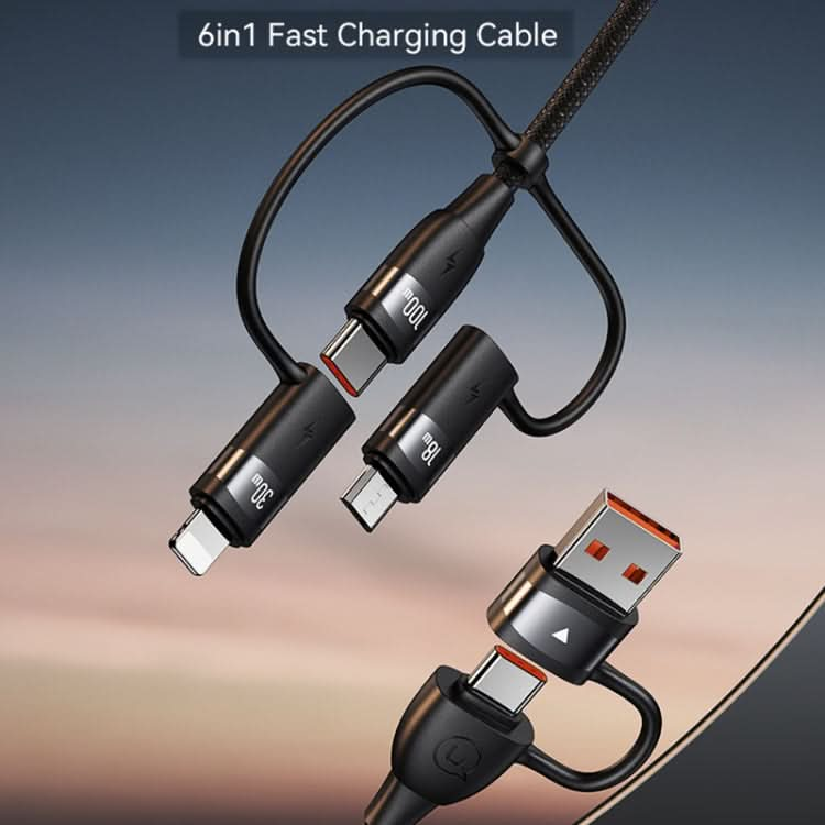 USAMS US-SJ645 U85 1.2m PD100W 6 in 1 Alloy Multifunctional Fast Charging Cable