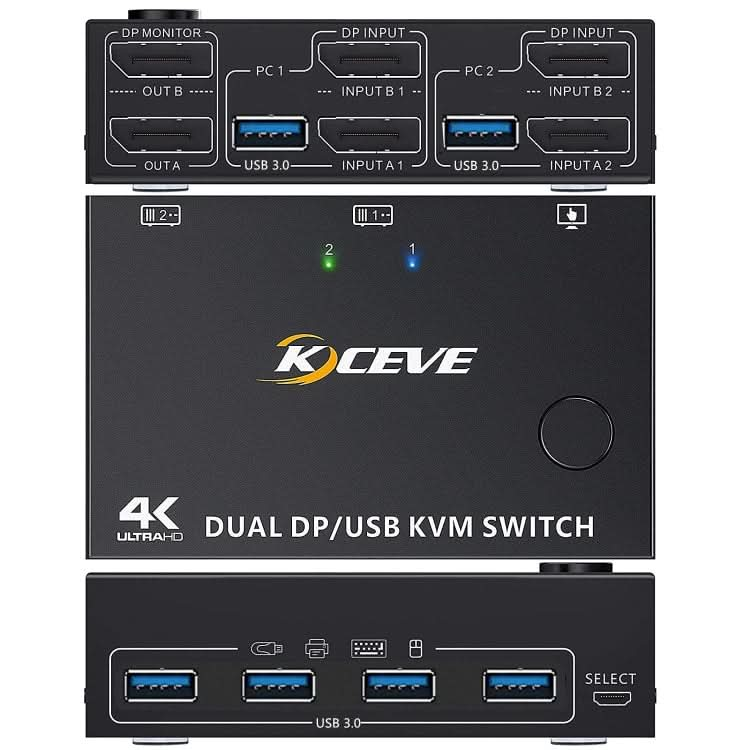 KC-KVM202DP 4K 60Hz USB3.0 DP Dual Monitors KVM Switch My Store