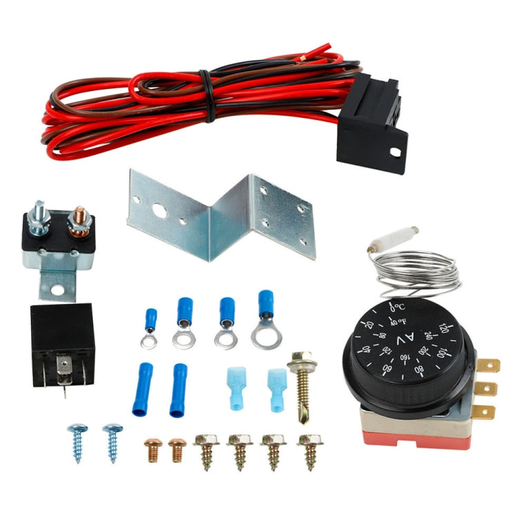 12V 60A Car Adjustable Electric Fan Cooling Control Relay Sensor Wiring Harness Kit