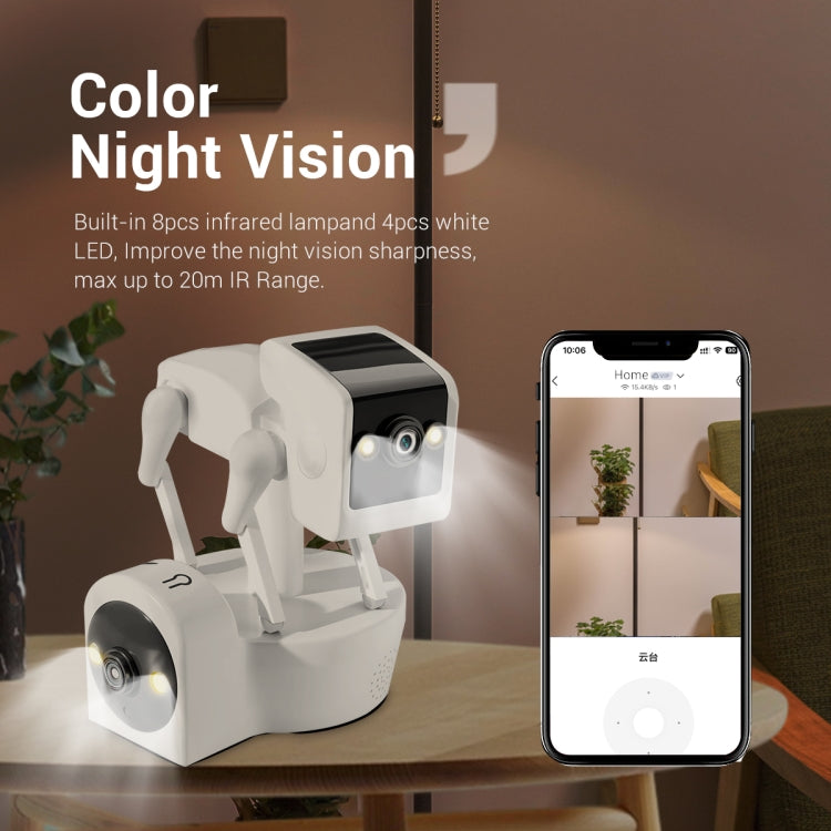 ESCAM PT212 4MP Dual Lens Robot Dog WiFi Camera Supports Cloud Storage/Two-way Audio/Night Vision