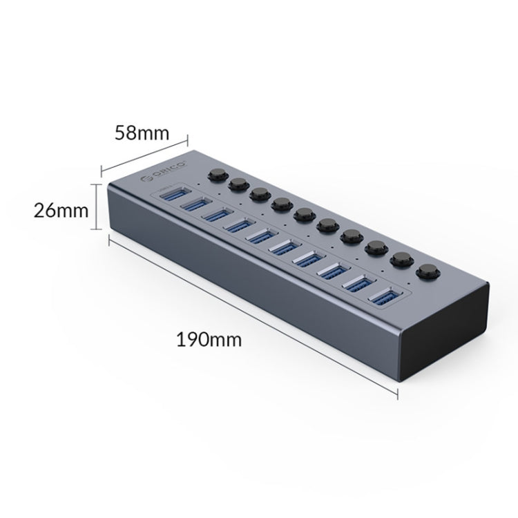 ORICO BT2U3-10AB-GY-BP 10 Ports USB 3.0 HUB with Individual Switches