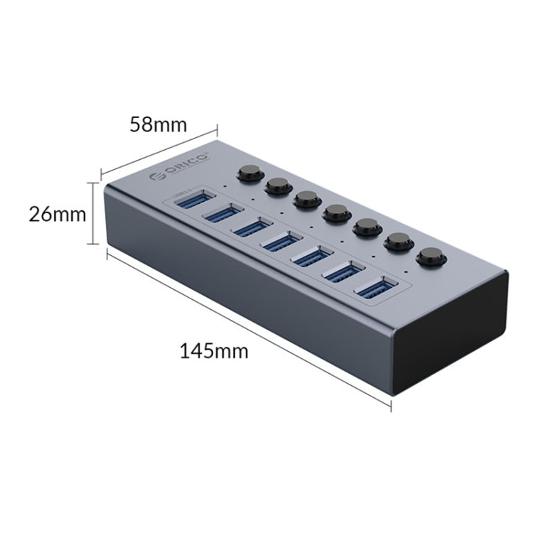 ORICO BT2U3-7AB-GY-BP 7 Ports USB 3.0 HUB with Individual Switches