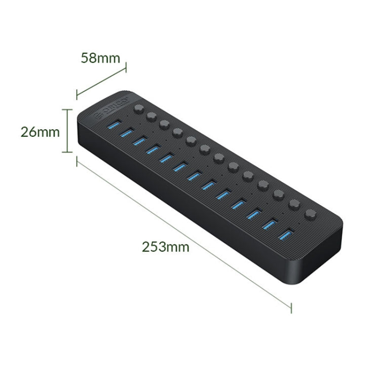 ORICO CT2U3-13AB Plastic Stripes 13 Ports USB 3.0 HUB with Individual Switches My Store