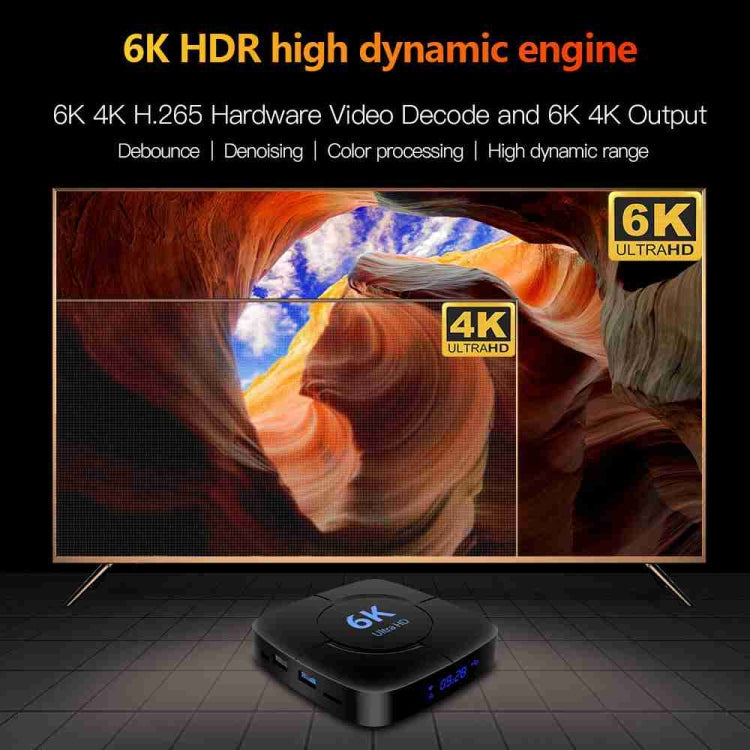 6K Ultra HD Android 12.0 Smart TV Box with Remote Control, Allwinner H616 1.5GHZ Quad-Core