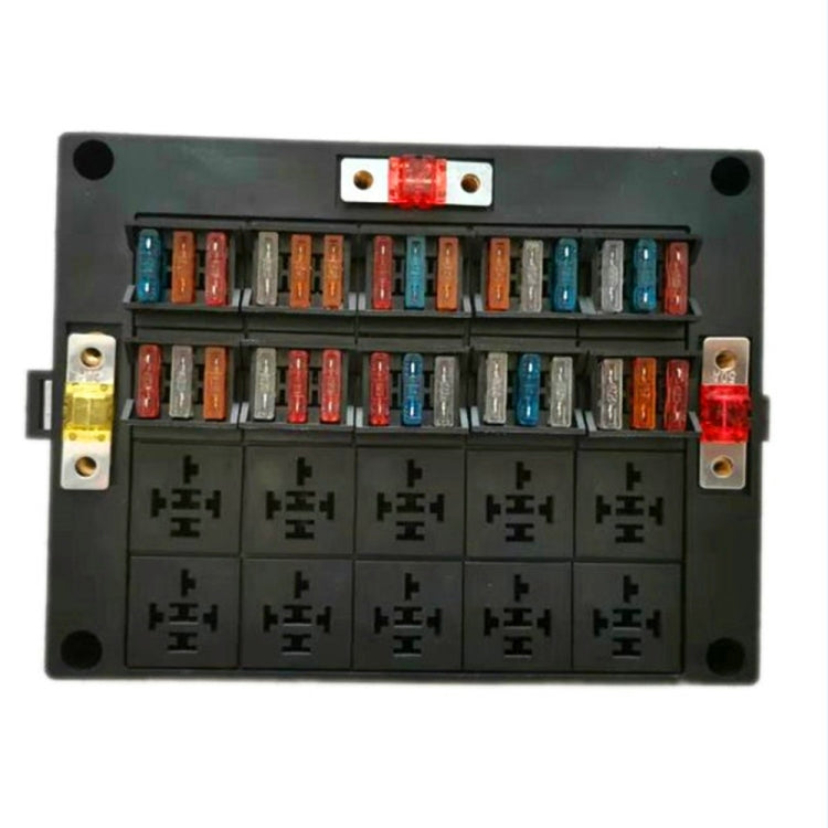 40A Car New Energy Multi-Way Fuse Relay Box Fuse Holder with 15pcs Fuse Blades