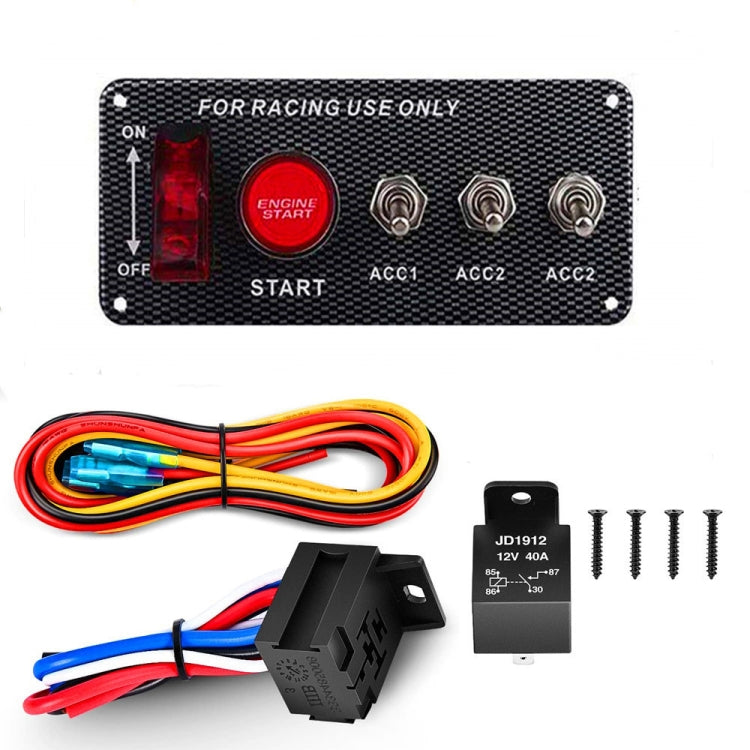 12V Car Racing Ignition Switch Panel with Switch & Engine Start Button & Relay Wiring Harness