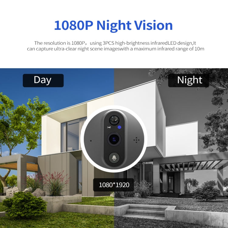 ESCAM C85 1080P 4.3 inch Smart WIFI Digital Door Viewer Supports Wide-Angle PIR & Night Vision & Dingdong Photo