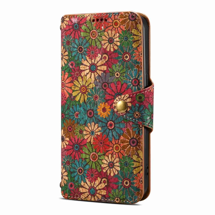 Denior Flower Language Series Cork Fabric Oil Edge Leather Phone Case, Series 1