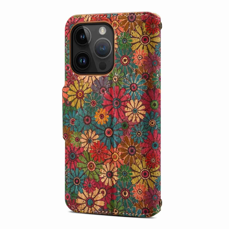 Denior Flower Language Series Cork Fabric Oil Edge Leather Phone Case, Series 1