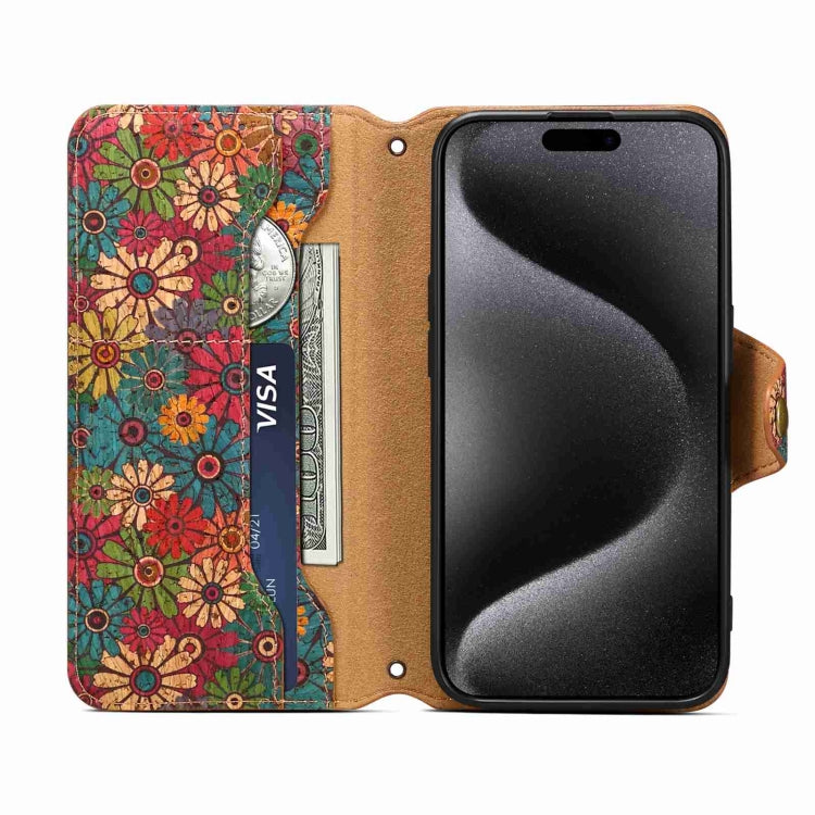 Denior Flower Language Series Cork Fabric Oil Edge Leather Phone Case, Series 1