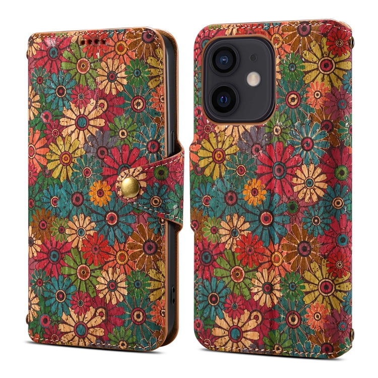 Denior Flower Language Series Cork Fabric Oil Edge Leather Phone Case, Series 1