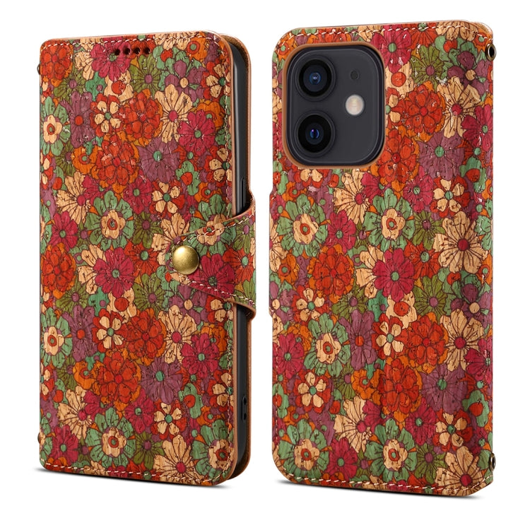 Denior Flower Language Series Cork Fabric Oil Edge Leather Phone Case, Series 1