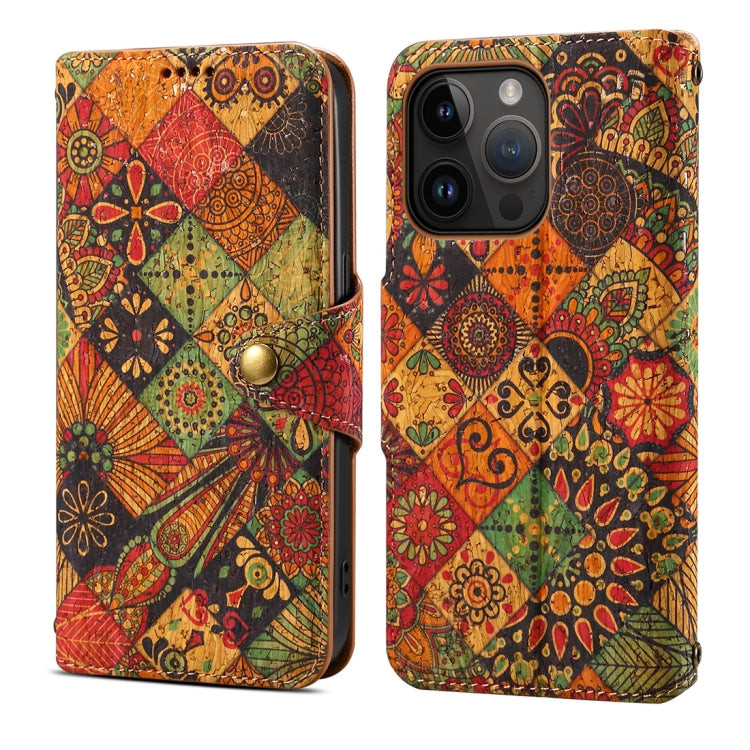 Denior Flower Language Series Cork Fabric Oil Edge Leather Phone Case, Series 1