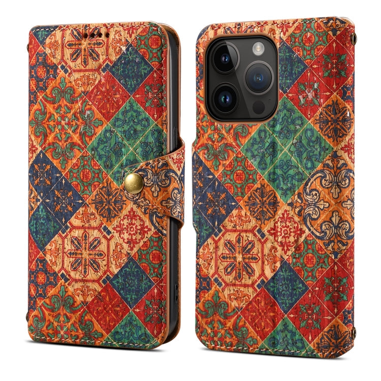 Denior Flower Language Series Cork Fabric Oil Edge Leather Phone Case, Series 1