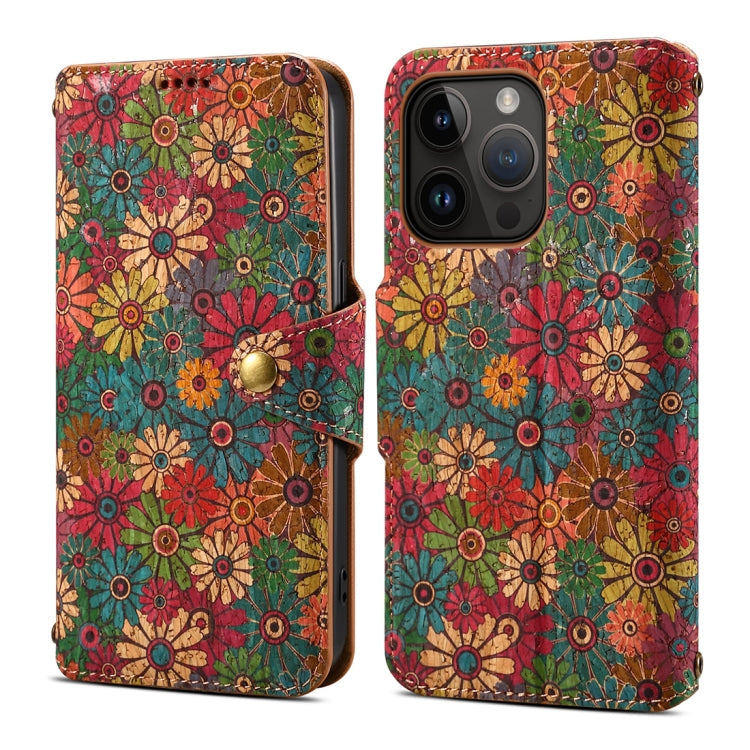 Denior Flower Language Series Cork Fabric Oil Edge Leather Phone Case, Series 1