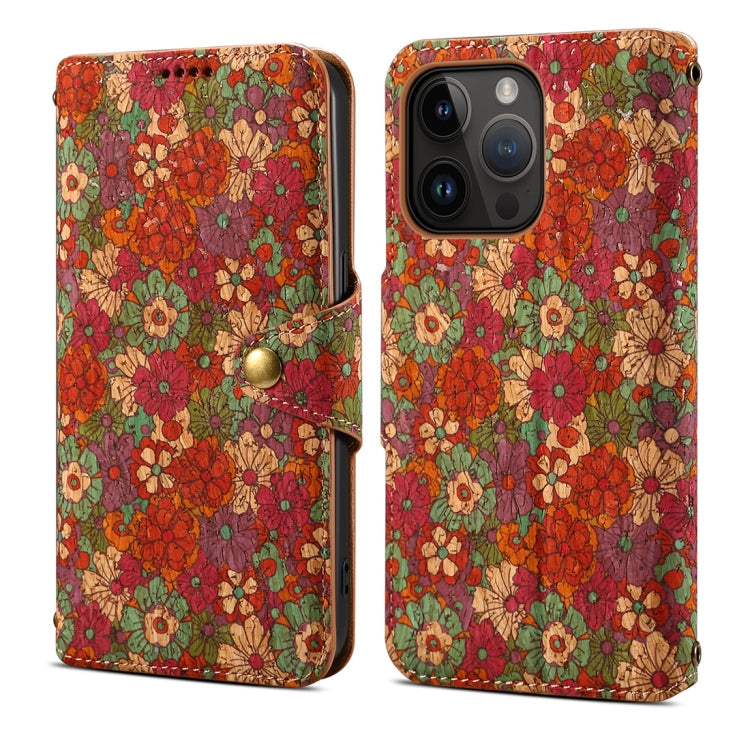 Denior Flower Language Series Cork Fabric Oil Edge Leather Phone Case, Series 1