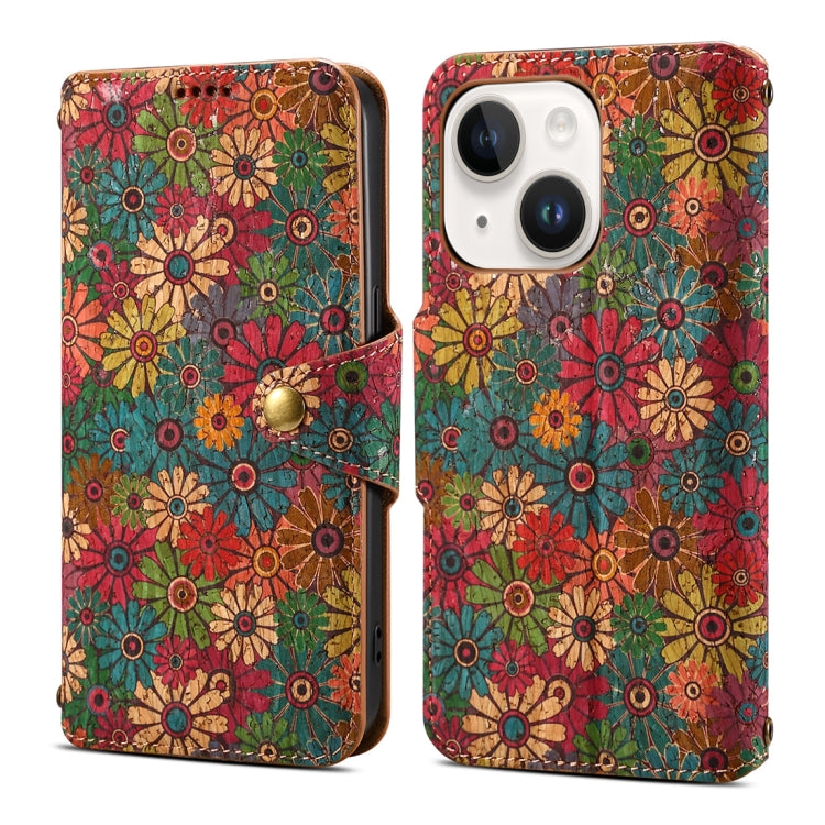 Denior Flower Language Series Cork Fabric Oil Edge Leather Phone Case, Series 2