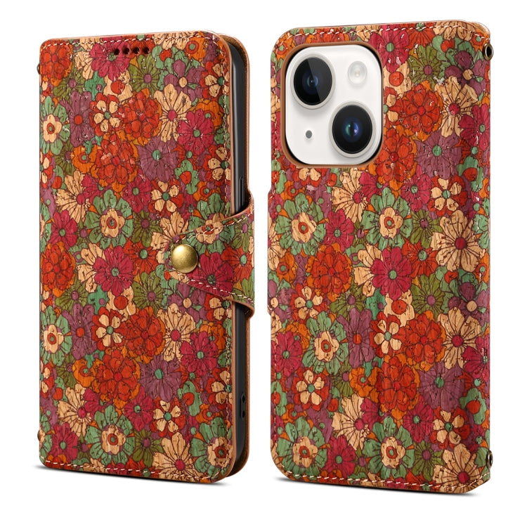 Denior Flower Language Series Cork Fabric Oil Edge Leather Phone Case, Series 2