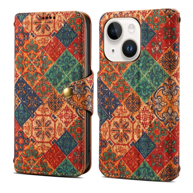 Denior Flower Language Series Cork Fabric Oil Edge Leather Phone Case, Series 2