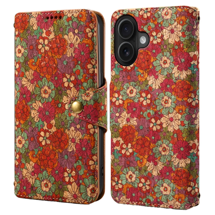 Denior Flower Language Series Cork Fabric Oil Edge Leather Phone Case, Series 2