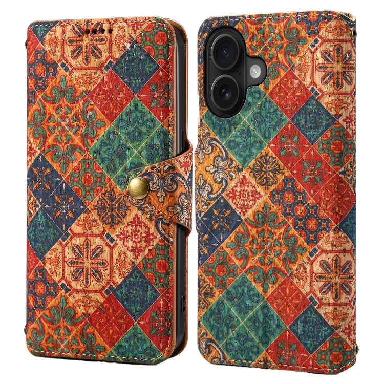 Denior Flower Language Series Cork Fabric Oil Edge Leather Phone Case, Series 2