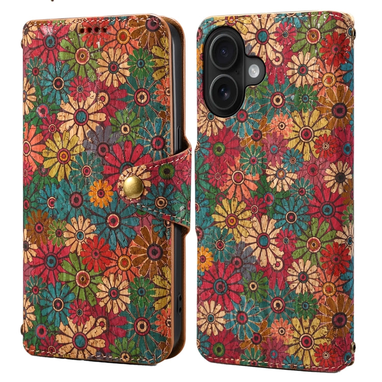 Denior Flower Language Series Cork Fabric Oil Edge Leather Phone Case, Series 1