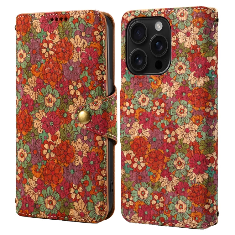 Denior Flower Language Series Cork Fabric Oil Edge Leather Phone Case, Series 3